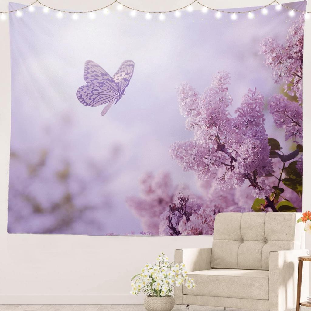 Romantic Flower Victorian Border Dragonfly Wildflower Hippie Trippy Tapestry Wall Art Meditation Decor For Bedroom Living Room