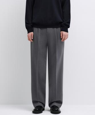 Real Wide Hidden Banding Slacks [Melange Gray]