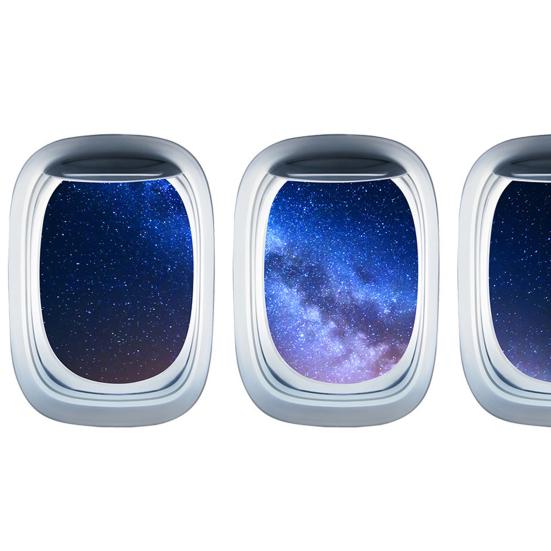 3Pcs/Set Airplane Window Decal Three-dimensional Self Adhesive Window View Landscape Wall Decor Airplane Wall Stickers for Home