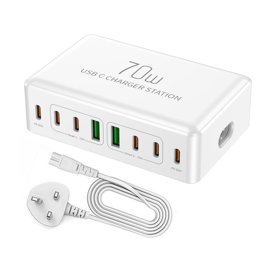 70W 8 Ports USB TypC Ladegerät Schnellladung Desktop-Ladestation Für Smartphone Kopfhörer
