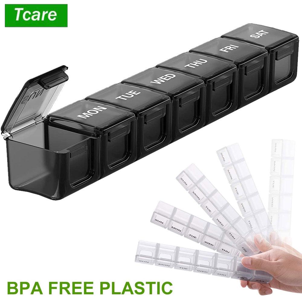 Large Weekly Pill Organizer With Clear Lid Arthritis Friendly Medicine Box For Vitamins Fish Oils