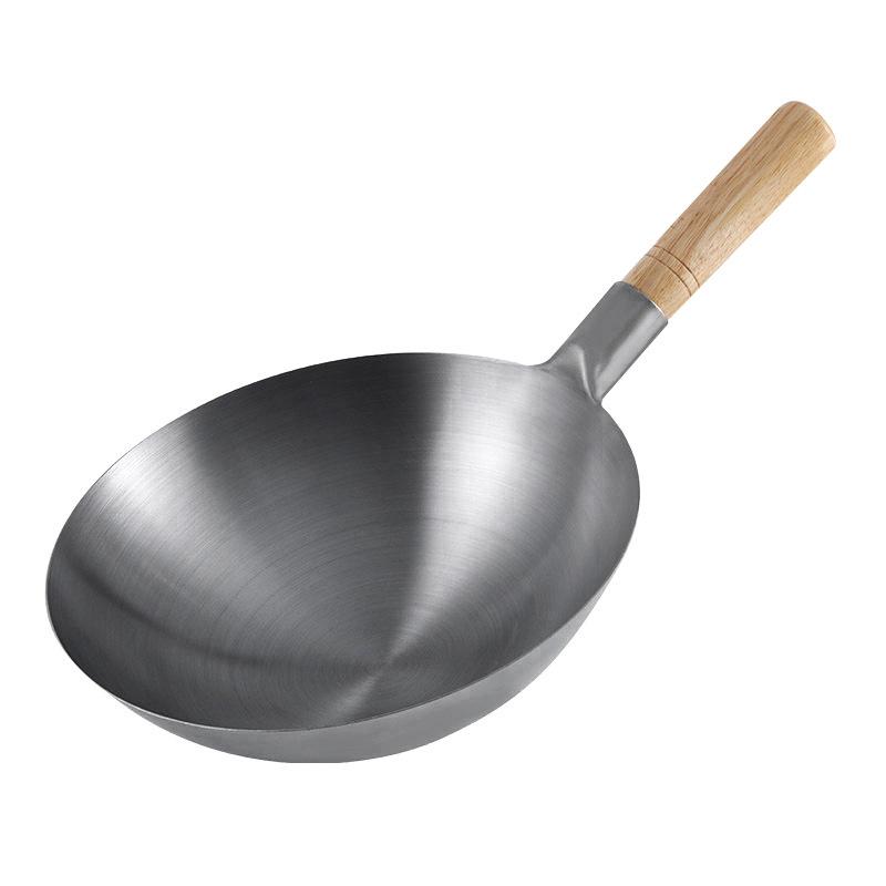 Zhangqiu Non-stick Cast Iron Wok with Large Ladle for Home & Restaurant Use - Suitable for Gas Stoves
