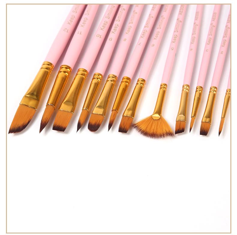 Huangshi 12-Piece Watercolor Nylon Paintbrush Set