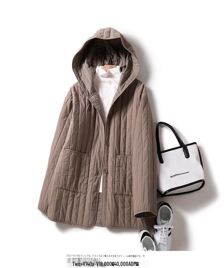 Italienische Damen Europäischer Stil Gerippte Kapuzen-Daunenjacke - Modische High-End Baumwoll-Oberbekleidung