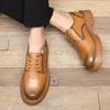 Thick soled men's leather shoes Fashionable minimalist and versatile style Outdoor Business Party Daily wedding and office shoes