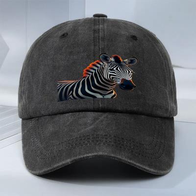 Zebra Print Baseball Cap Unisex Adults Polyester Casual Street Style Adjustable Sun Protection Hat