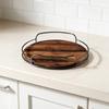 2 Piece Metal Guard Rail Wooden Rotating Tray Round Bathroom Storage Tray  Cabinets