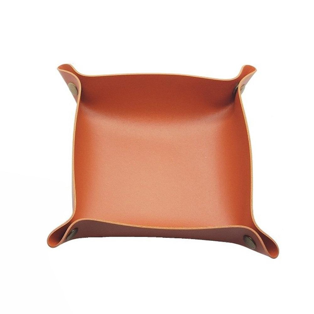 Large Capacity Leather Tray Foldable Storage Tray for Jewelry Phone Key Wallet Coin