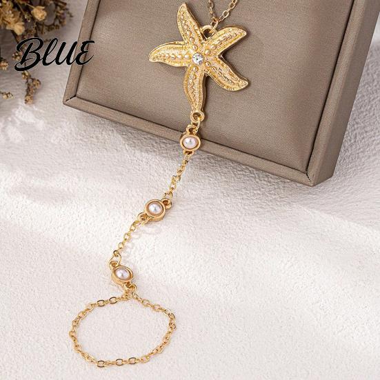 Corrosion-resistant Jewelry Starfish Charm Hand Chain Bracelet for Women Adjustable