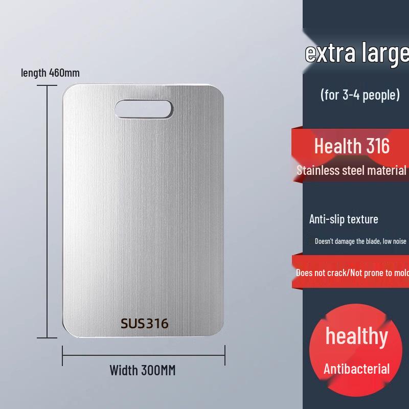 Large Antibacterial Cutting Board - 316 Stainless Steel, Anti-Mold, Thickened for Kitchen Use