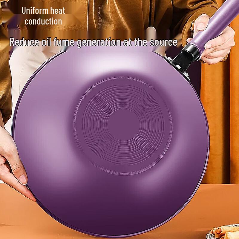 KSISE 32cm Non-Stick Refined Iron Wok