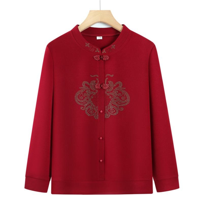 Age-0 Middle-aged Elderly Spring and Autumn Women's Loose Coat Grandma Wife On Clothes Mother Buckle Tang Clothing