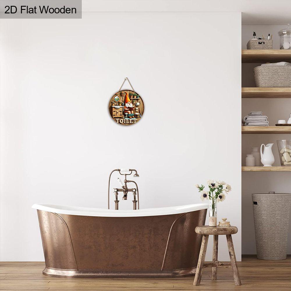Interesting toilet decoration, wooden hanging decorative signs, bathroom wall or door decoration, 2D graphic products, housewarming gifts for friends