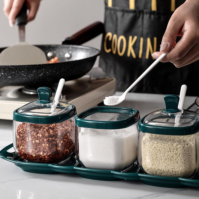 Kitchen Light Luxury Salt Monosodium Glutamate Seasoning Box Salt Shaker Seasoning Combination Set Seasoning Bottle Can