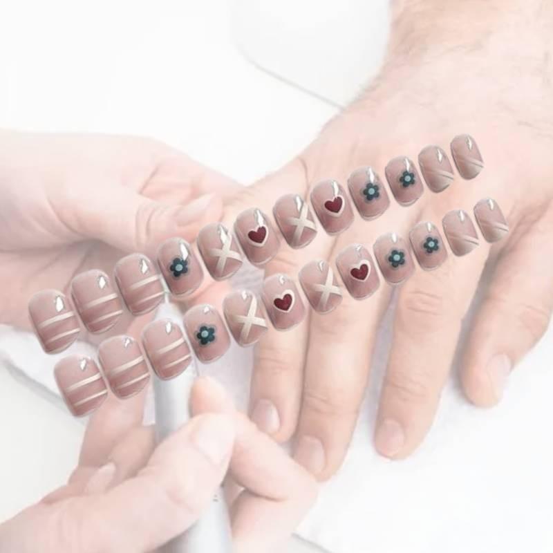 Adorable Mini Nail Wraps Detachable Decorative Nail Decals Finished Nail Stickers Gel Jelly 24 Pack