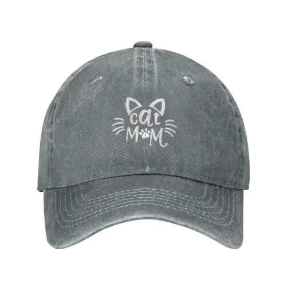Cat Mom Hats Mama Baseball Cap Denim Adjustable Unisex Hat Cap for Women Snapback Cap Adult Unisex Four Seasons