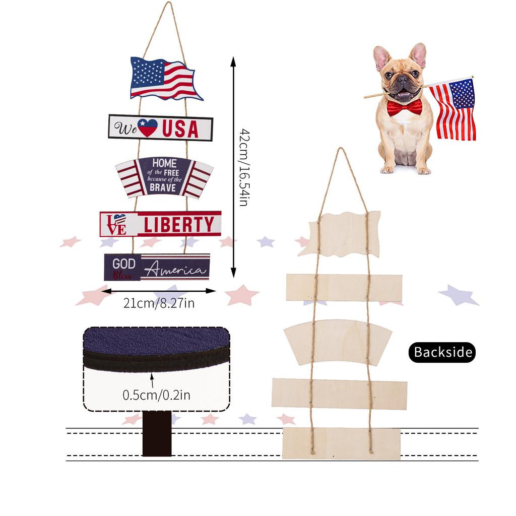 Day Independence Exclusive Wooden Hanging Decorations With Usa Flag Design Celebrations For
