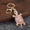 Oxidation Resistant Keychain Pendant, 3D Turtle Design Key Holder with Sparkling Rhinestones Inlaid, Alloy Shell Pendant Easy to Attach Lucky