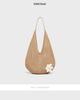 Large Capacity Floral Knitted Beach Tote - Stylish Woven Shoulder Bag for Women
