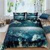 Sea Wave Duvet Cover King/Queen Size 3D Blue Ocean Spray Waves Bedding Set for Kids Teens,Azure Seawater Soft Comforter Cover