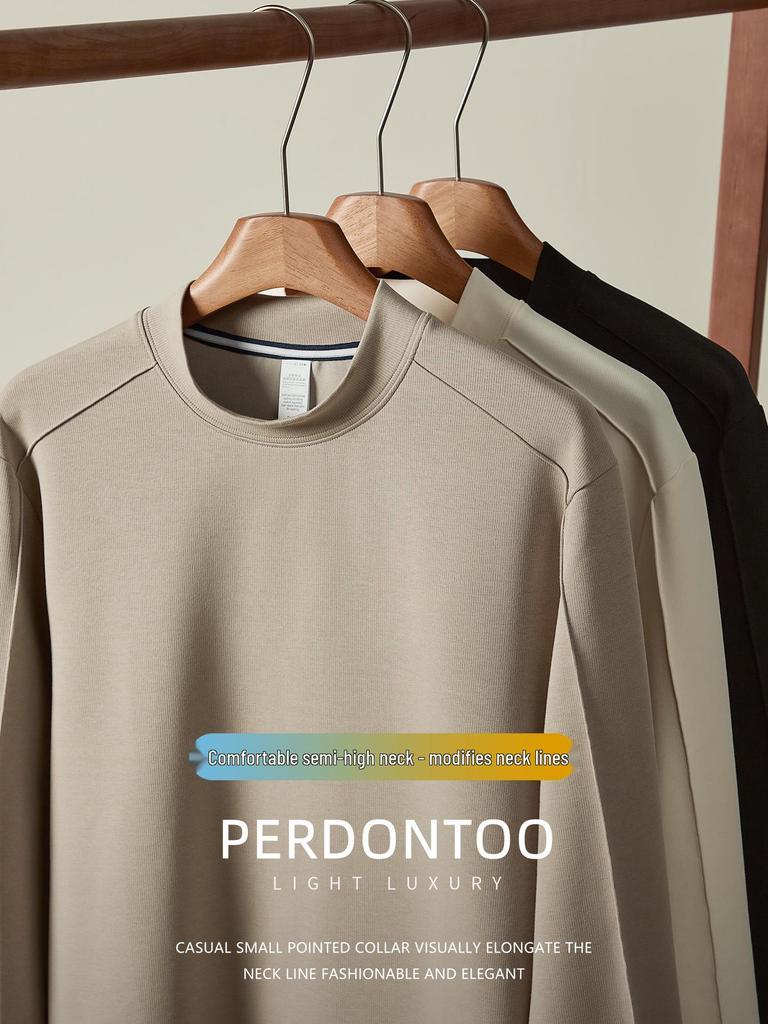 Men's Heavyweight Air Layer Long Sleeve Semi-High Neck Sweatshirt (340G) - Autumn/Winter Luxury