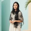 Embroidered Floral Headwrap Breathable Summer Hijab Neck Wrap Sheer Shawl Holiday Gift