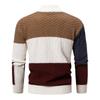2024 Men's Color Block High Neck Sweater, Trendy Plus Size Knitwear for Autumn/Winter