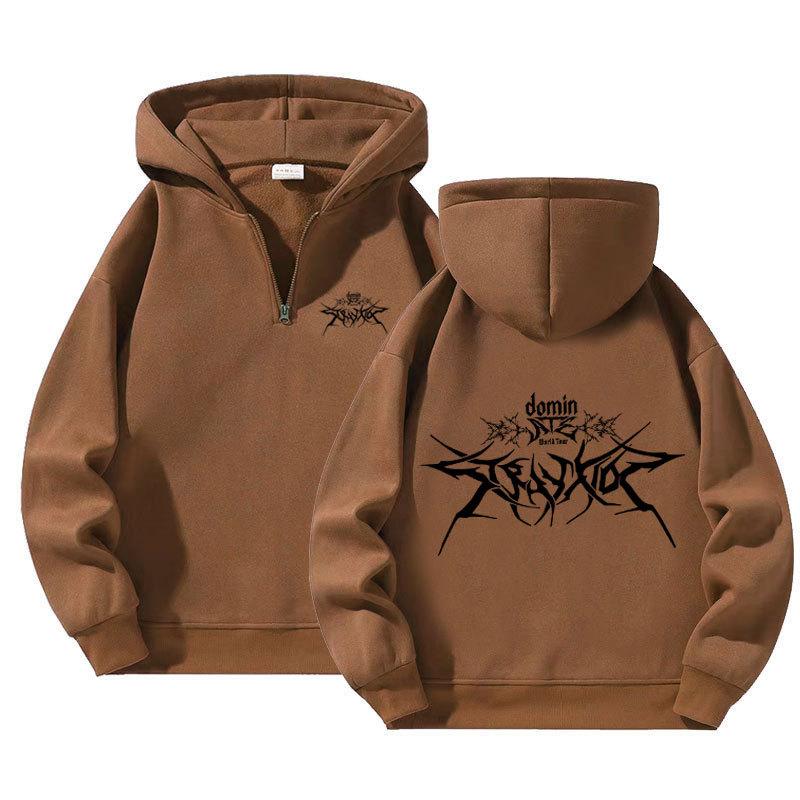 Nová mikina pulovr na zip do čtvrtiny pro muže a ženy, ležérní mikina s kapucí na zip s potiskem Stray Kids Atz