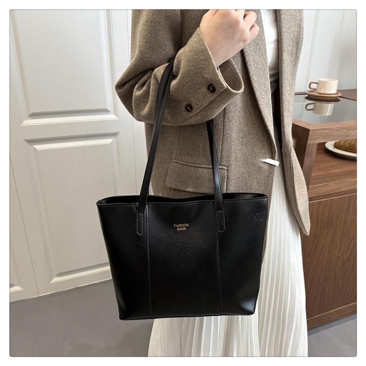 Large Capacity Faux Leather Tote Bag for Women Minimalist Casual Commute Shoulder Handbag
