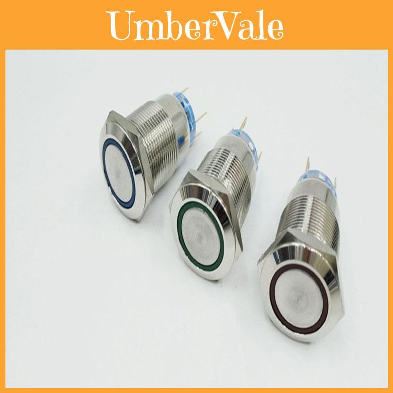 19mm Waterproof 12v Car Dash Metal Momentary Engine Push Button Led Switch