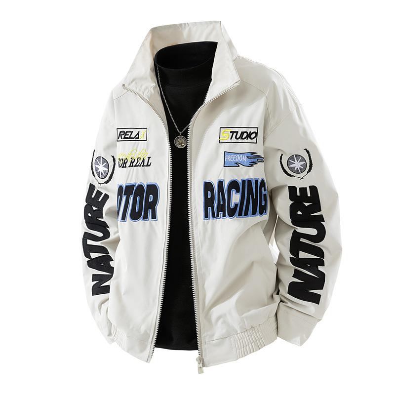 25 Autumn and Winter New Three-proof Embroidered Couple Racing Clothes Retro Jacket Jacket Motorcycle Cycling Clothes