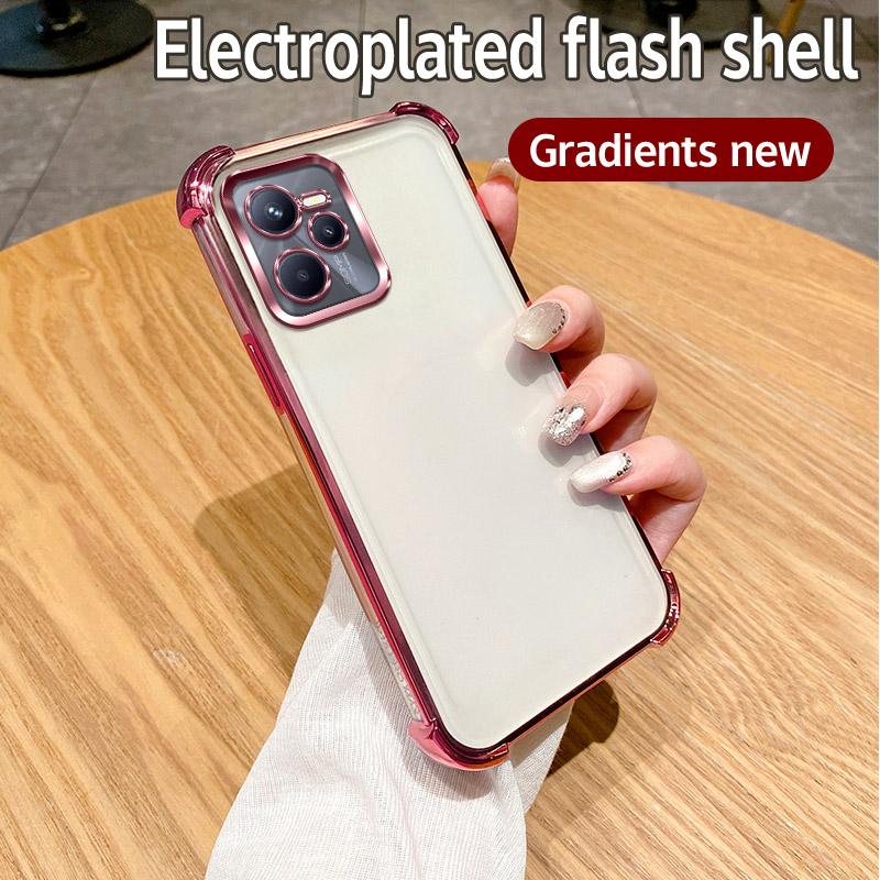 For OPPO Realme C35 Case Realme Narzo 50A Prime Phone Case Shiny Glitter Plating Silicone Camera Lens Soft Back Cover