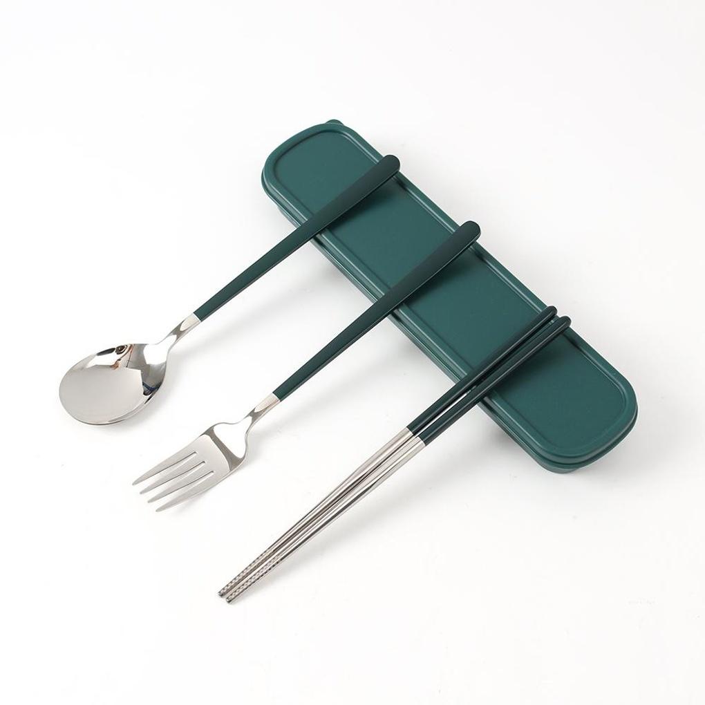 Silver Table Portable Spoon and Fork Set (Green)