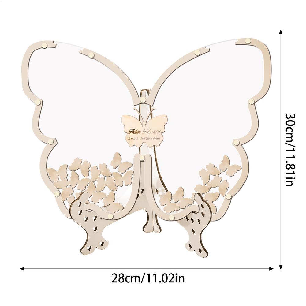 Butterfly Baby Shower Guest Book Wooden Wedding Decor For Ceremony Elegant Guestbook Keepsakes For Birthday Party Anniverary