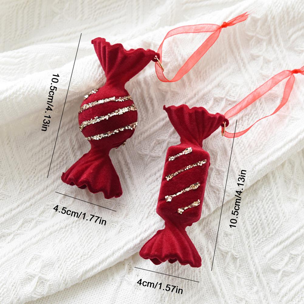 Red Velvet Flocked Christmas Tree Pendant Snowflake Bell Wreath Stocking Bow Elk Christmas Decoration Ornaments Home Decor