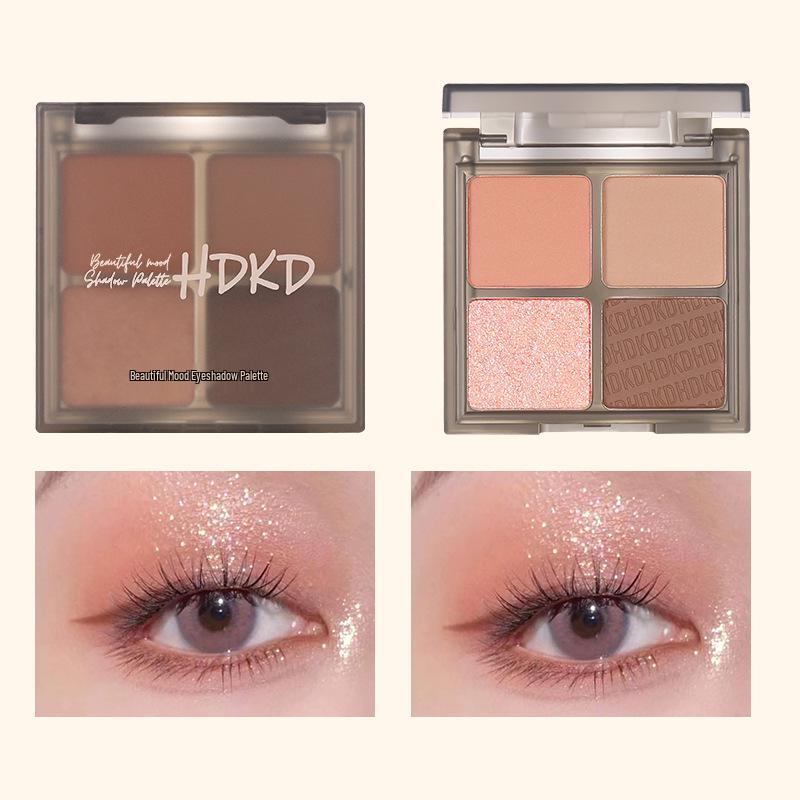HDKD Four-Color Eyeshadow Palette: Pearlescent Matte, Trendy for Beginners.