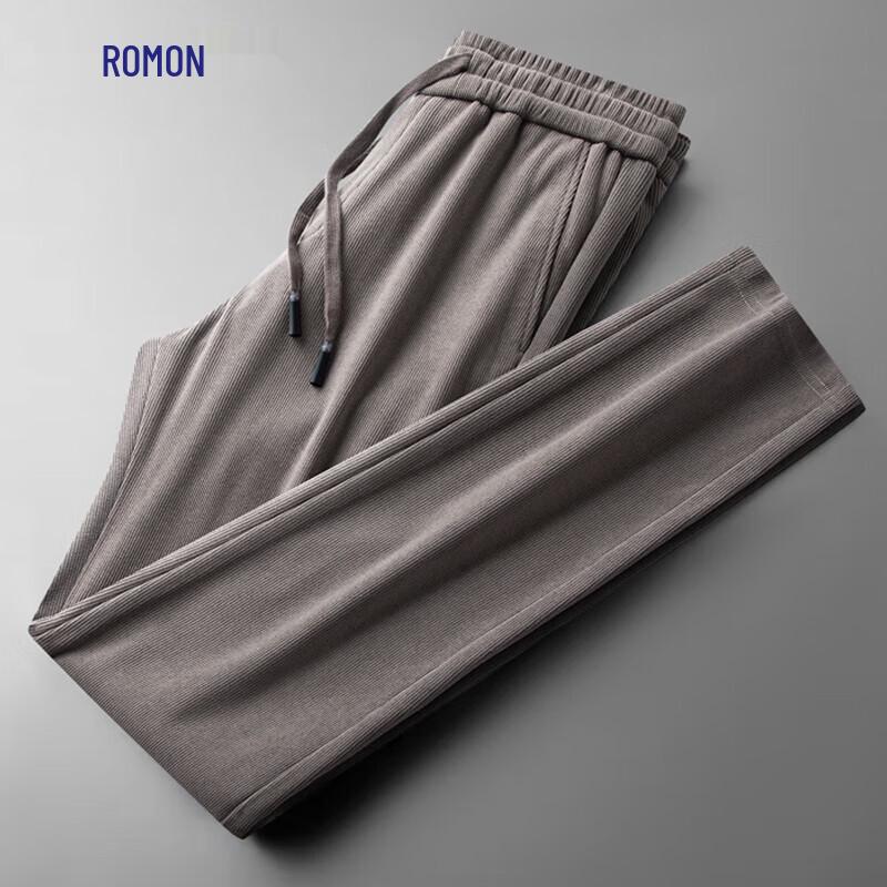 ROMON Men's Corduroy Loose Straight-Leg Casual Pants