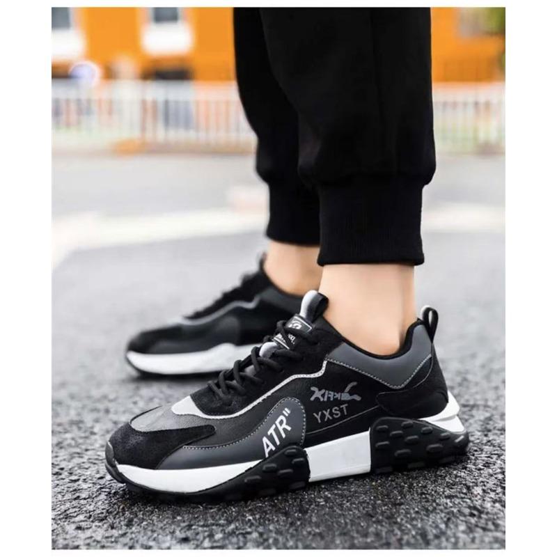 

Новая мужская обувь осень и зима кожаные кроссовки модные универсальные удобные повседневные туфли 44 черный серый