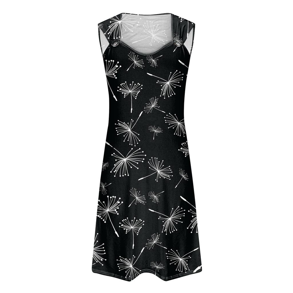 Kvinnemote Sexy uformelle V-hals ermeløse trykte kjoler