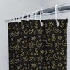 Charming Bathroom Decor: Moon Stars Crescent Moon Print Shower Curtain with Rod Pocket for Home Decoration Black and Gold Floral