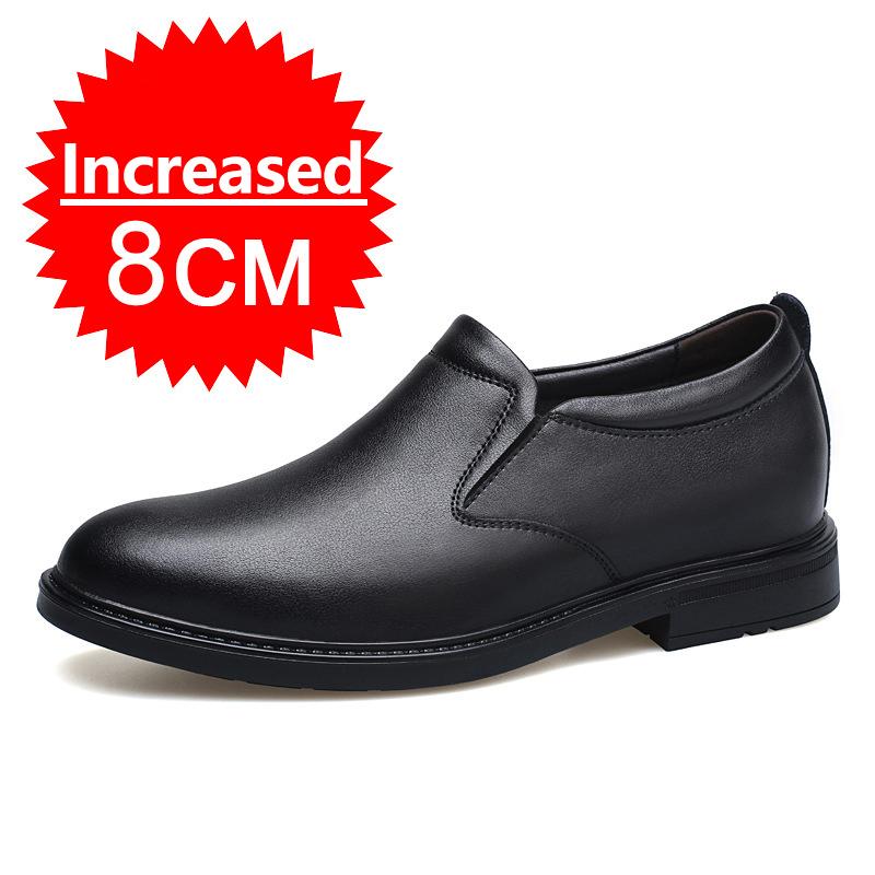 

Мужские кожаные туфли, деловые туфли, туфли без застежек, невидимая внутренняя часть, увеличивающая рост, мужские туфли 6/8 см, свадебные туфли, большой размер 36-47 42