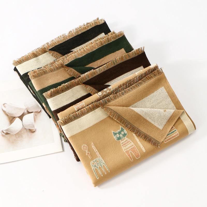 New hot-selling fashion cat imitation cashmere versatile scarf femininity warm and thickened travel outer scarf long scarf