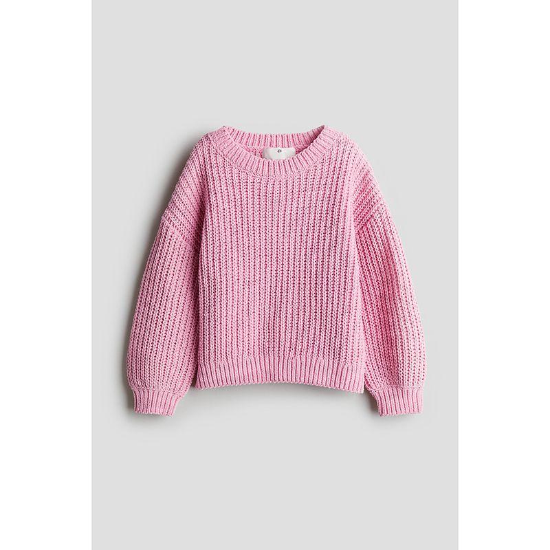 

HM Детская одежда Свитер для девочки Зима Новое поступление Шениль Круглый вырез Длинные рукава Повседневный Пуловер Трикотаж 1094835 Light pink 110/56((2-4Y))