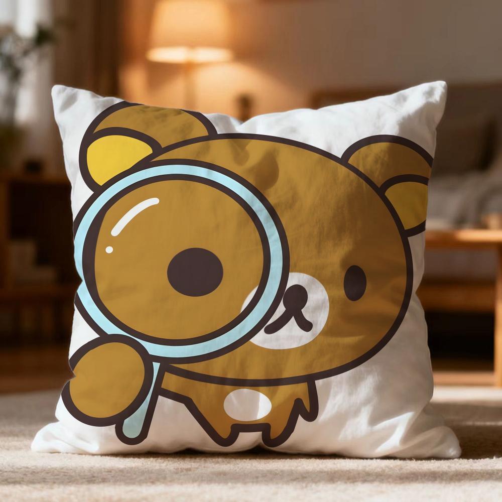 Fashion R-RRilakkuma Cushion Cover Soft Washable Pillow Case Multi-Scene for Couch Bed Travel Office Use