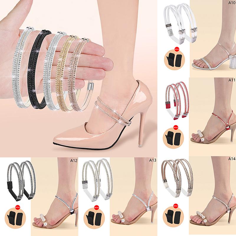 1 Pair Women Shoeslaces For High Heels Shoes Decoration Buckle Lazy Shoelaces Elastic Band Anti Falling Heel Non-Slip Belt Strap