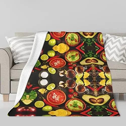

Vegetables and Fruits Blanket Colourful Fresh Chili Flannel Throw Blanket for Living Room Bed Couch Lightweight King Queen Size 80x120cm