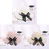 Polyester Sun Hat With Large Brim And Bow For Summer Beach Outings