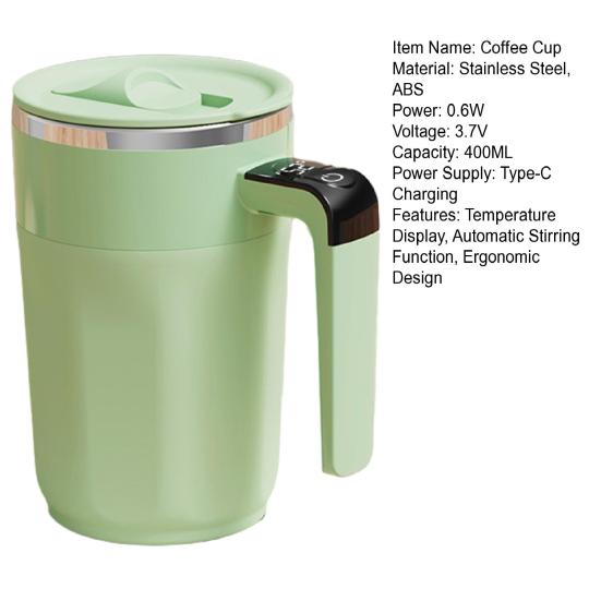 Automatic Stirring Coffee Cup with Real-Time Temperature Display Rechargeable Self-Stirring Mug Double-Wall Insulated 316 Stainless Steel Coffee Cup