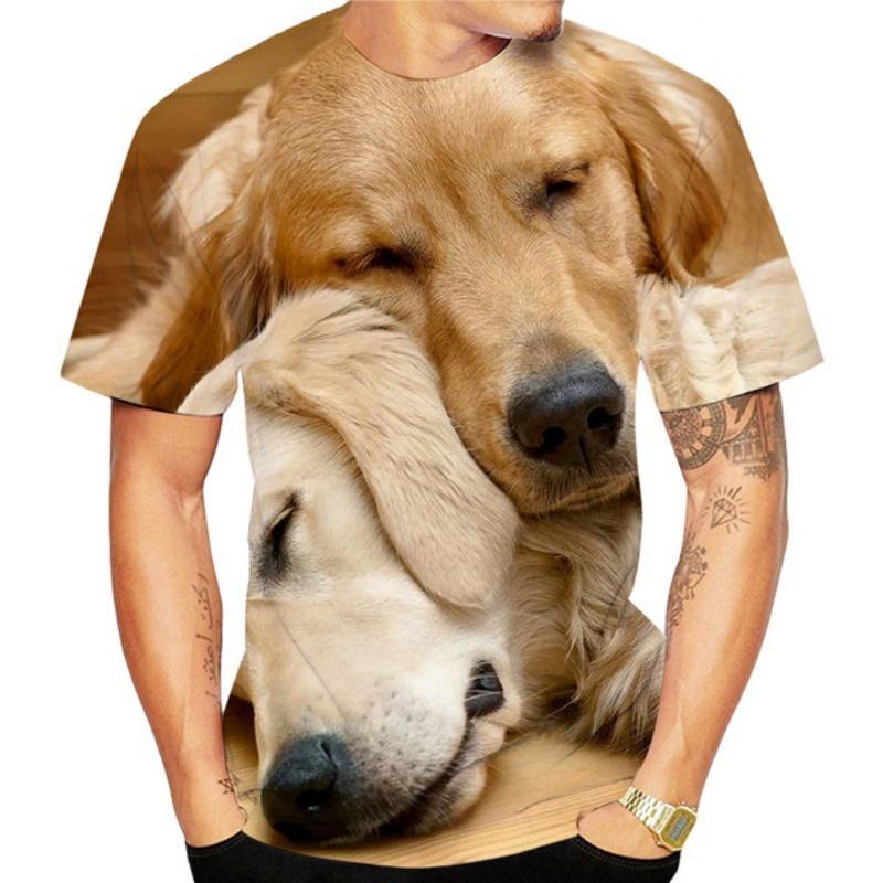 Animal Cute Golden Retriever 3D Print T-Shirts Summer Men Women Short Sleeve T Shirt Oversized Harajuku Tees Tops Kids Clothing