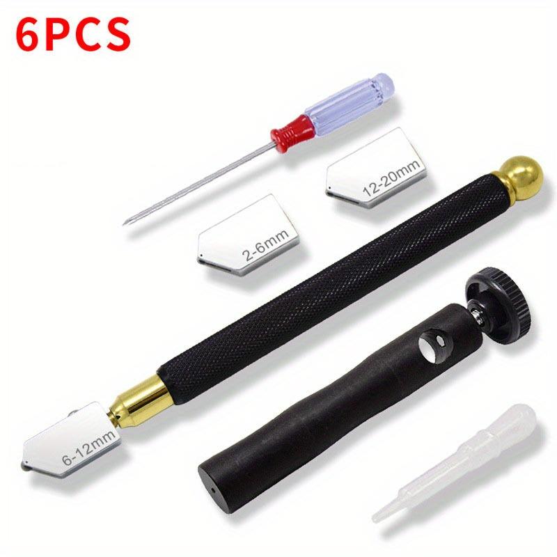 

Стеклорез 2-6 мм/6 мм-12 мм/12-20 мм Набор стеклорезов Инструмент-карандаш для резки стекла Плитка Ручной инструмент Черная ручка Стекло 2 шт/6 шт